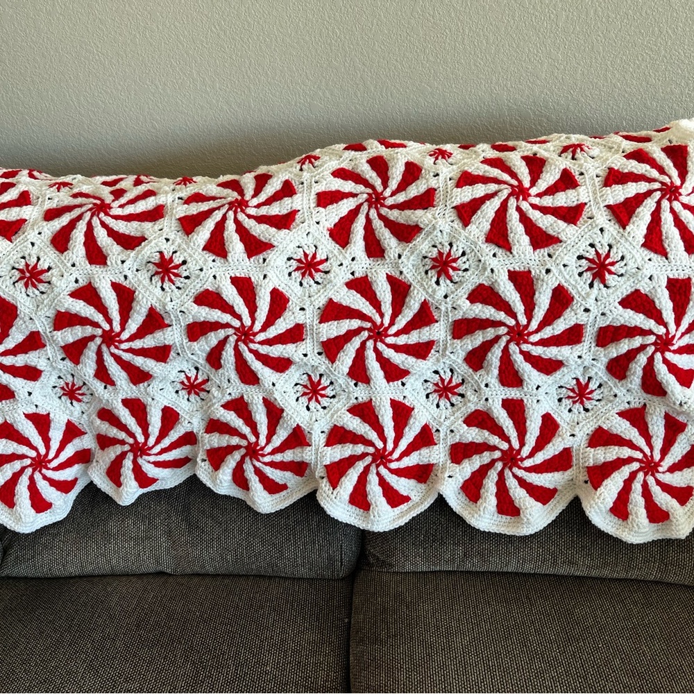 Peppermint Lap Afghan handmade crochet baby blanket approximate sz 56”X …